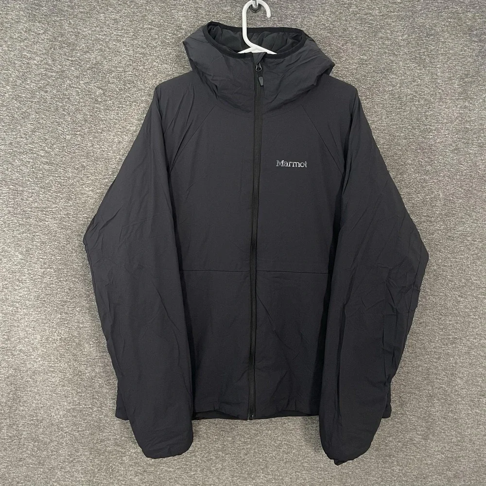 Marmot Novus Jacket Mens 2XL Black Hooded Insulated Full Zip Nylon Hiking